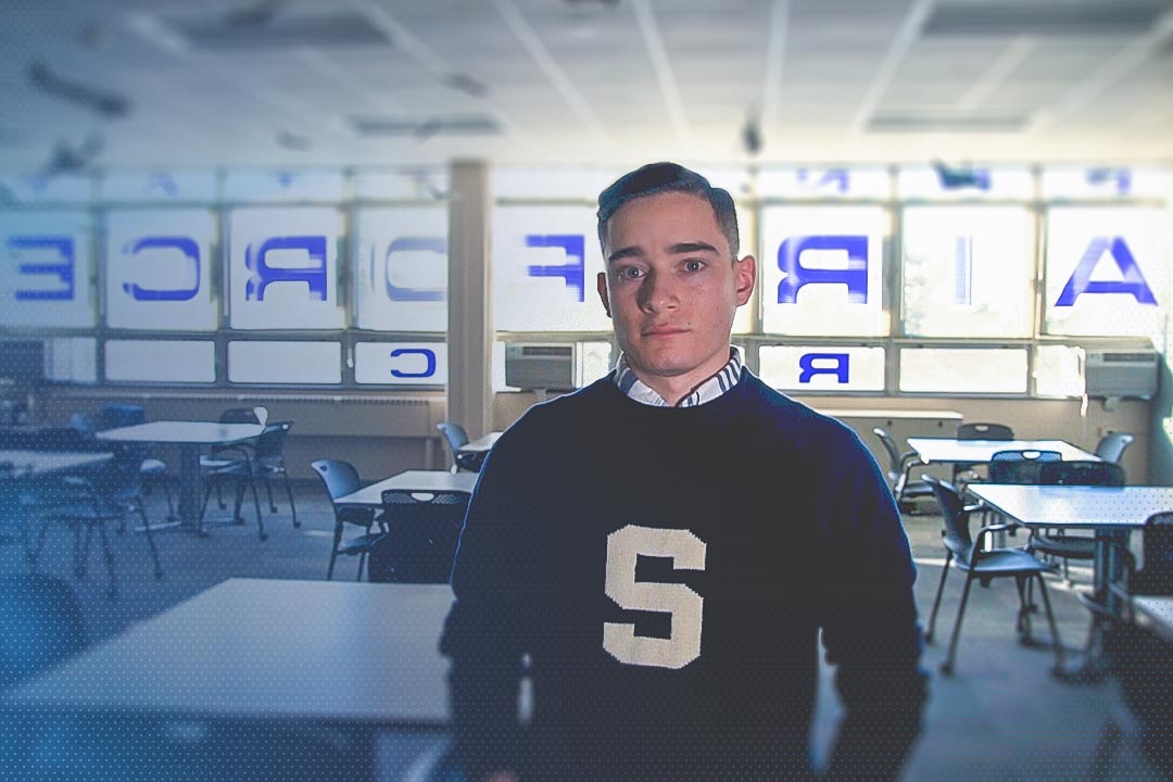test Josh Maldonado-Santiago in the Penn State Air Force ROTC lounge